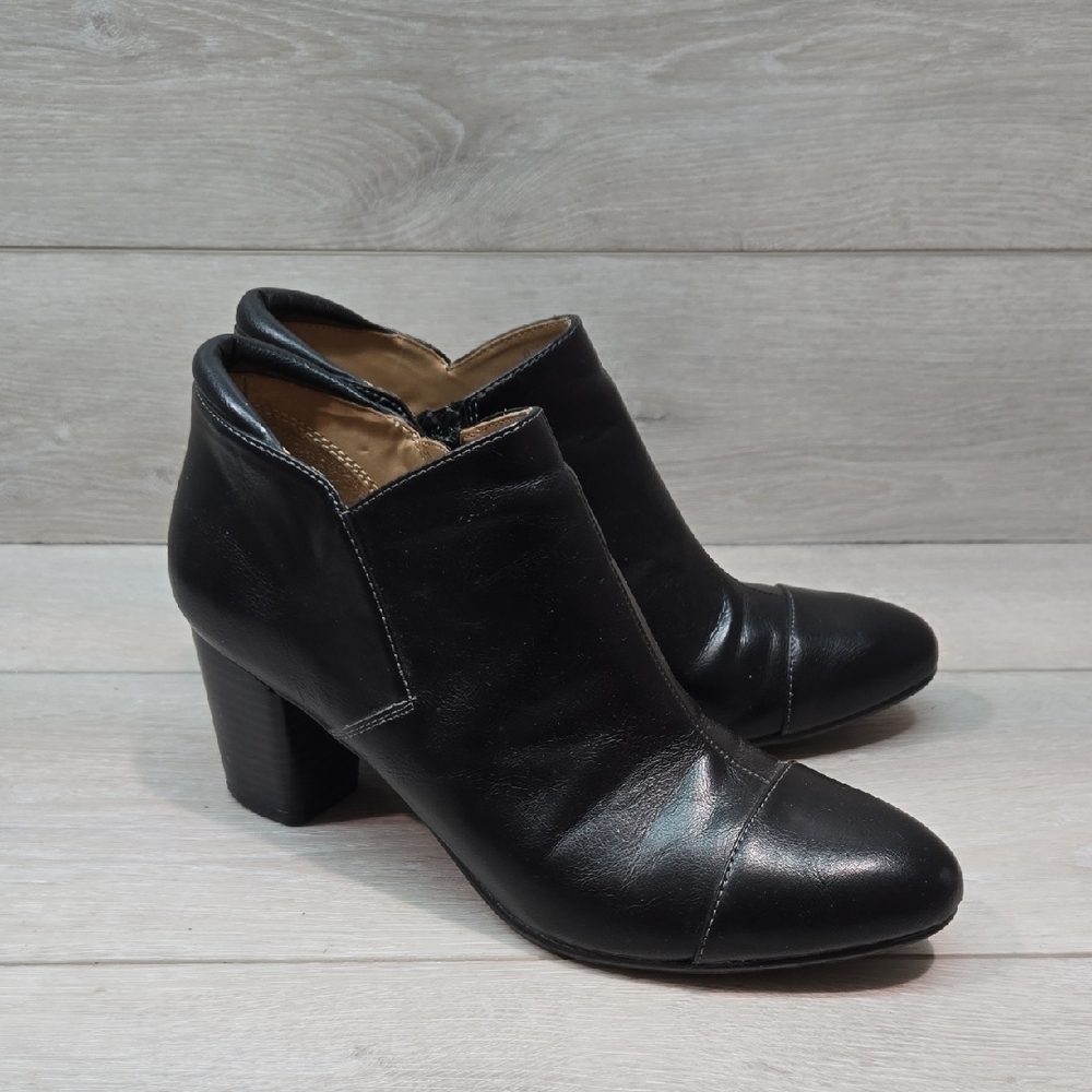 Naturalizer 5 Women's Neebo Leather Black Ankle Boots Shoes Sz 8.5M